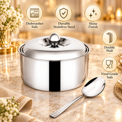FnS Diva Casserole with Lid & Venice Serving Spoon Combo 2000ml