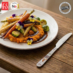 Chef Vicky Ratnani's Signature Collection By FnS Wales Dessert Knife/Dinner knife/Butter knife 2 Pcs Set | Premium artistic & contemporary craftsmanship detailing Handle Design Cutlery for Home, Dining & Kitchen