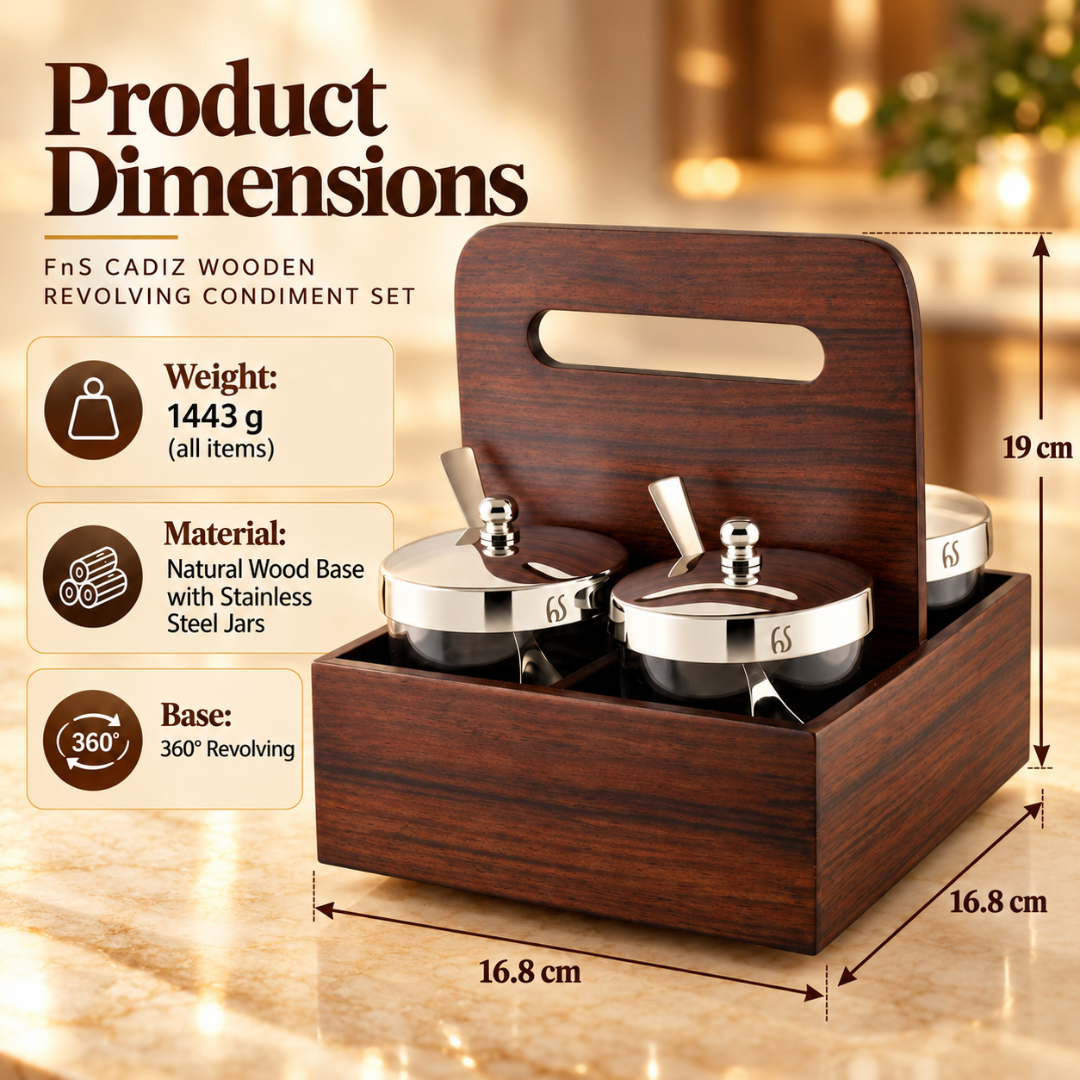 FnS Cadiz Wooden Revolving Condiment Set
