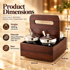 FnS Cadiz Wooden Revolving Condiment Set