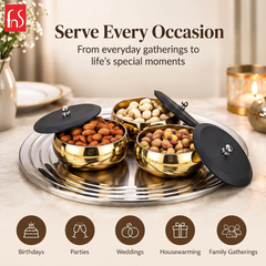 FnS Orbit 4-Pc Gold Stainless Steel Serving Set