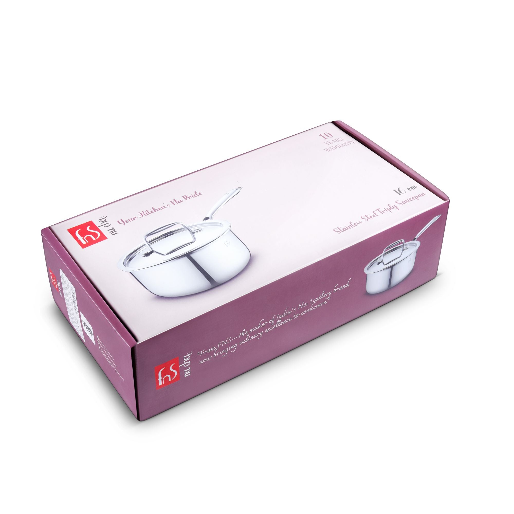 FnS NuChef Cookware Triply Sauce Pan 16 CM With Lid