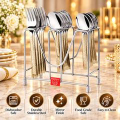 Montavo by FnS Pebble 18 pcs cutlery Set Premium Laser Engraved with Stand