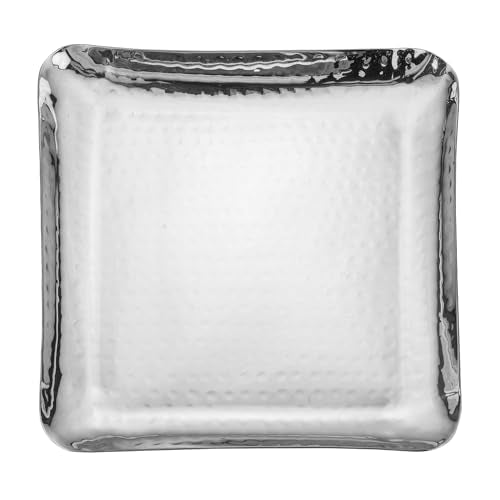 FnS Stainless Steel Square Hammered Finish Deep Platter