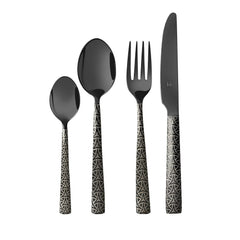 FnS Phoenix Black Finish 24 PCs Cutlery Set with Leatherette Box Packaging