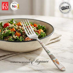 Chef Vicky Ratnani's Signature Collection By FnS Wales Stainless Steel Dessert Fork 6 Pcs Set | Premium artistic & contemporary craftsmanship detailing Handle Design Cutlery for Home, Dining & Kitchen
