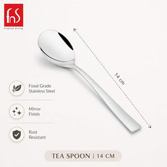 FnS Slim Line 6-Pc Mirror Finish Stainless Steel Tea Spoon Set