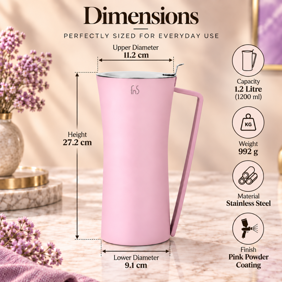 FnS Royal Pink Stainless Steel Water Pitcher/Jug 1.2L