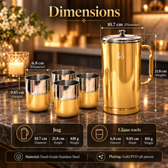 Glory Pitcher Set Gold PVD Stainless Steel Jug & Glass Set