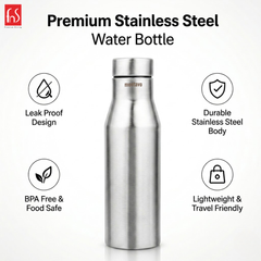 Montavo by FnS Aqua Stainless Steel Water Bottle Set of 5 (Capacity 1 ltr)