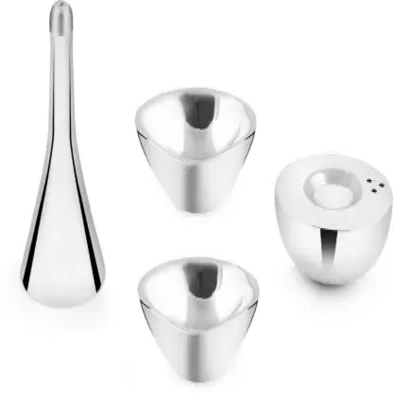 FnS Premium Stainless Steel Pooja Thali Set - 5 Pc Set (Silver) (Pooja Thali)