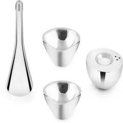 FnS Premium Stainless Steel Pooja Thali Set - 5 Pc Set (Silver) (Pooja Thali)
