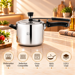 FnS NuChef Aegis Triply Inner Lid Pressure Cooker 5L