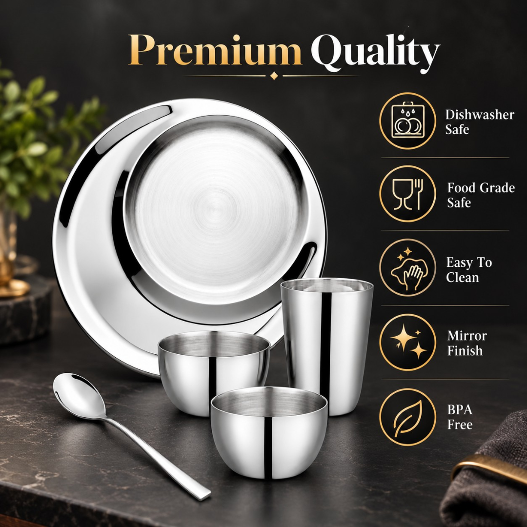 FnS Aristo Stainless Steel 5 pcs Dinner Thali Set