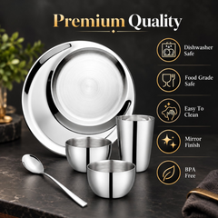 FnS Aristo Stainless Steel 5 pcs Dinner Thali Set