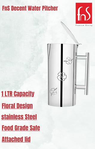 FnS Premium Stainless Steel Floral Decent Water Pitcher (1500 ML)