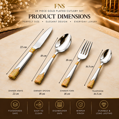 FnS August 24-Pc 24K Gold Plated Steel Cutlery Set With Stand