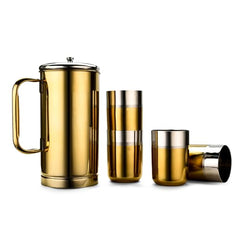 Fns Glory Stainless steel Water pitcher and glass gold