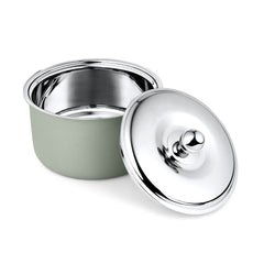 FnS Alwin Olive Green Finish Stainless Steel Double Wall Insulated Designer Casserole with Lid (1600 ml)