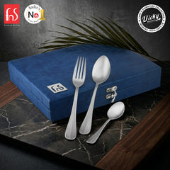 Chef Vicky Ratnani's Signature Collection By FnS Antico Stainless Steel 18 Pcs Cutlery Set with Box Pack | 6 Dinner Spoons, 6 Dinner Forks, 6 Tea Spoons | Premium classic elegance Handle Design Cutlery for Home, Dining & Kitchen