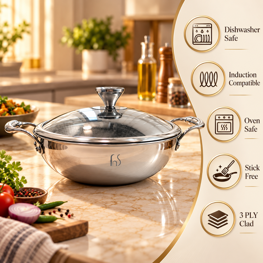FnS NuChef Hexa Clad Kadhai 24 cm