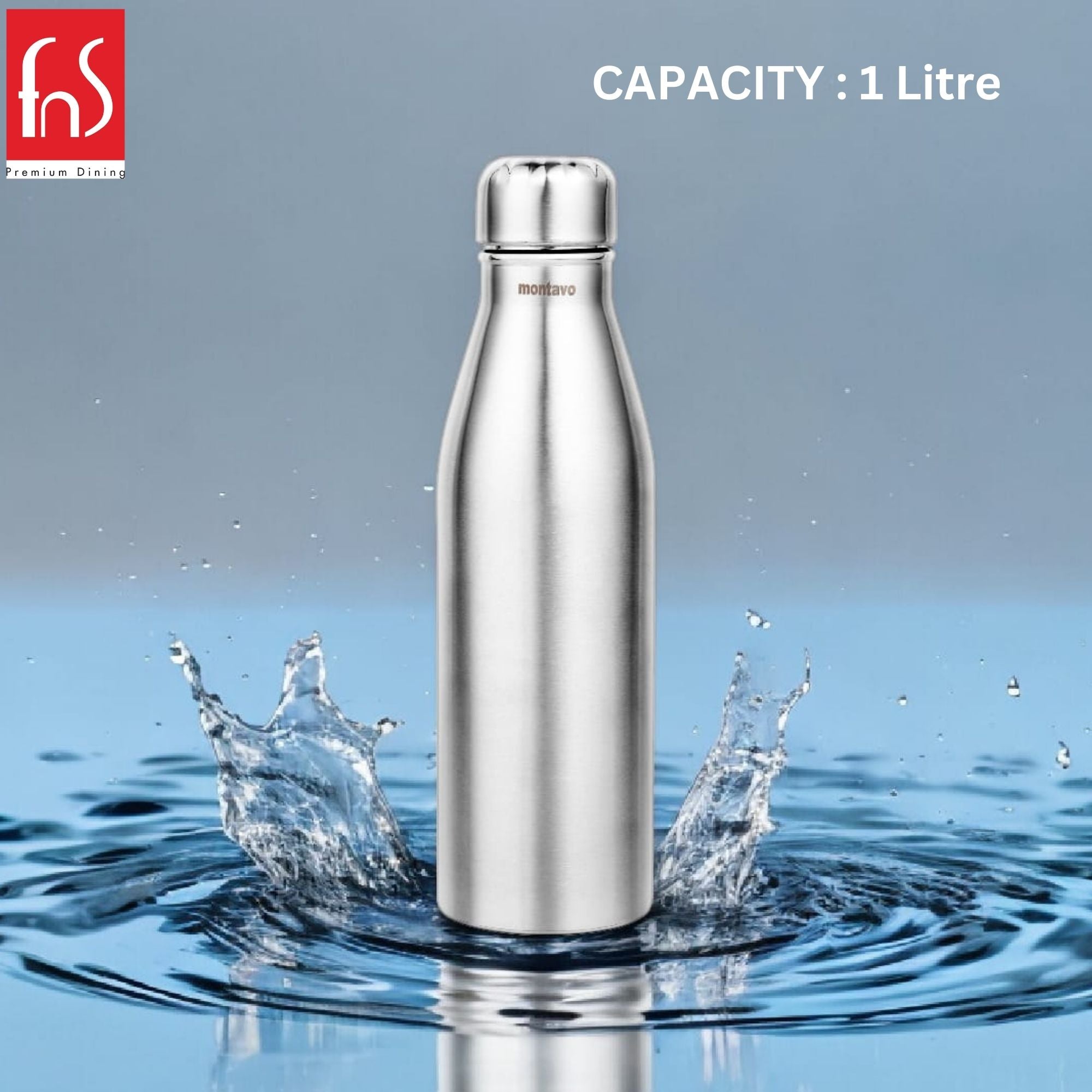 Montavo by FnS Bliss Stainless Steel Water Bottle Set of 6 (Capacity 750 ml)