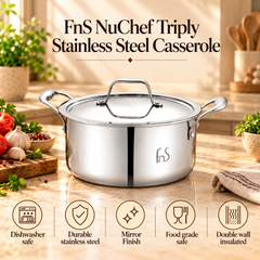 FnS NuChef Triply Stainless Steel Casserole 24 cm