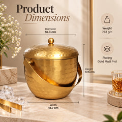 Apple Ice Bucket – Hammered Gold Matt PVD Finish (Stainless Steel)
