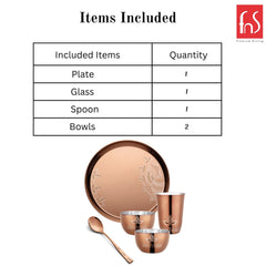FnS Gond Stainless Steel Rose Gold 5 pcs Dinner Thali Set