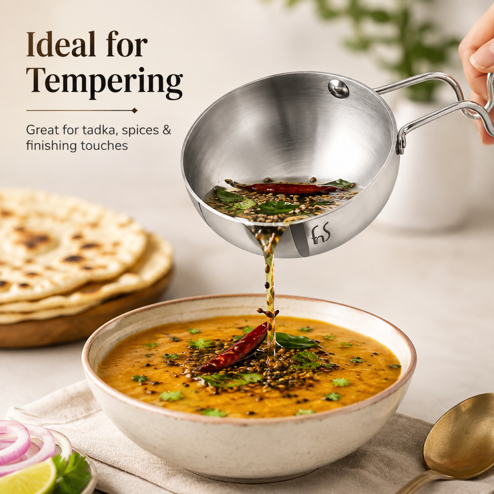 FnS Stainless Steel Mini Tadka Pan 10 cm