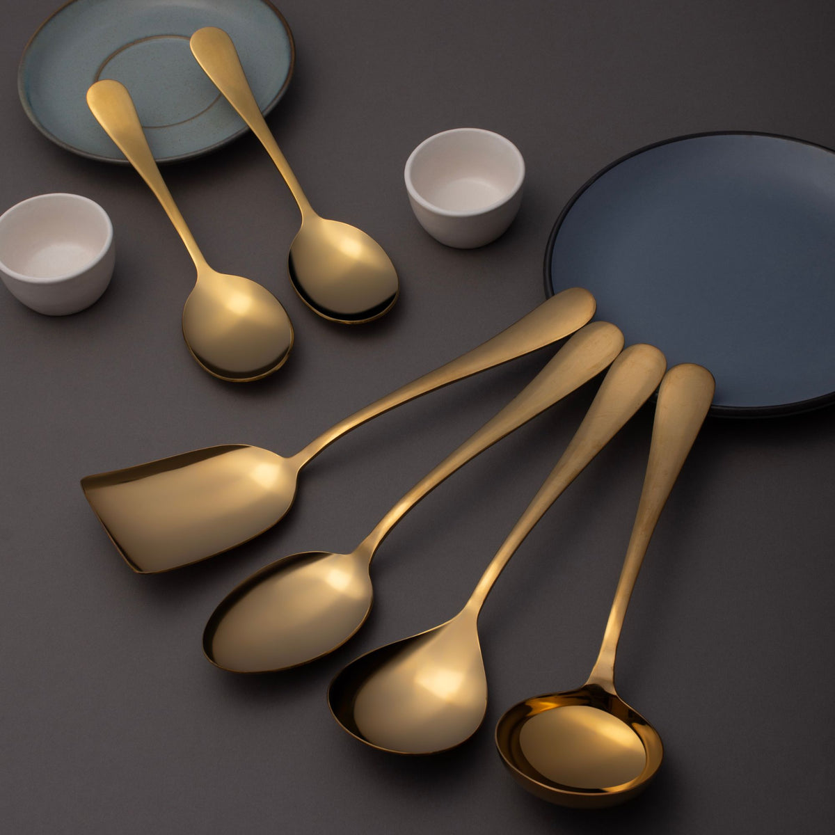 FNS Aurik Gold Plated Premium Stainless Steel 6 pcs Serving Spoon Set