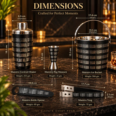 Maestro Bar Set – 5-Piece Black Bar Tool Set