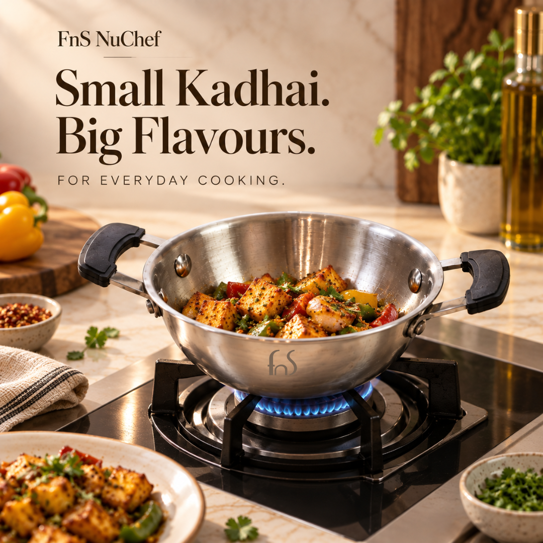 FnS NuChef Triply Stainless Steel Mini Kadhai 12 cm