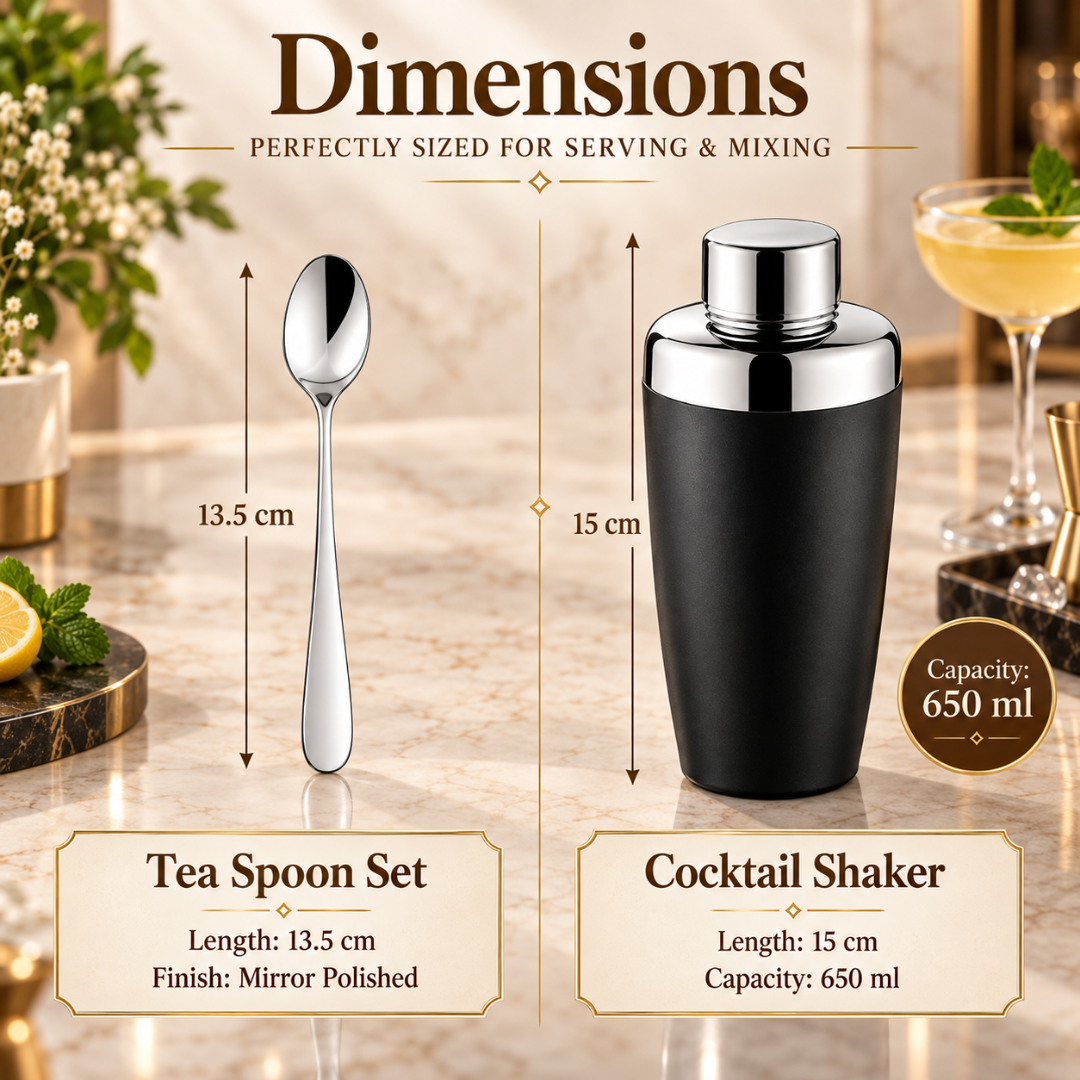 Montavo Verona Tea Spoon & FnS Cocktail Shaker Hosting Combo Set