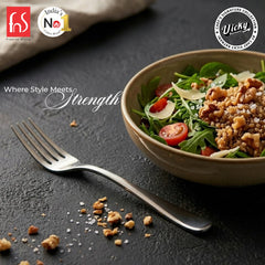Chef Vicky Ratnani's Signature Collection By FnS Nexa Stainless Steel Dessert Fork 6 Pcs Set | Premium sleek contemporary Handle Design Cutlery for Home, Dining & Kitchen