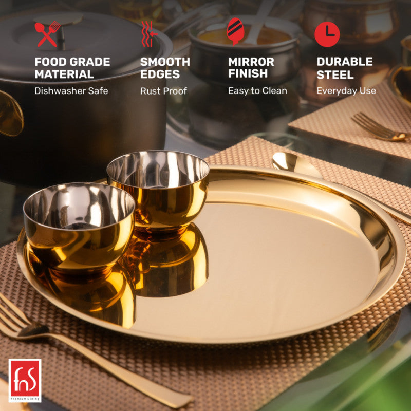 FnS ROYAL Stainless Steel Gold Dinner Set (78pcs)