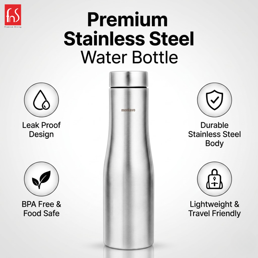 Montavo by FnS Purify Stainless Steel Water Bottle Set of 6 (Capacity 750 ml)