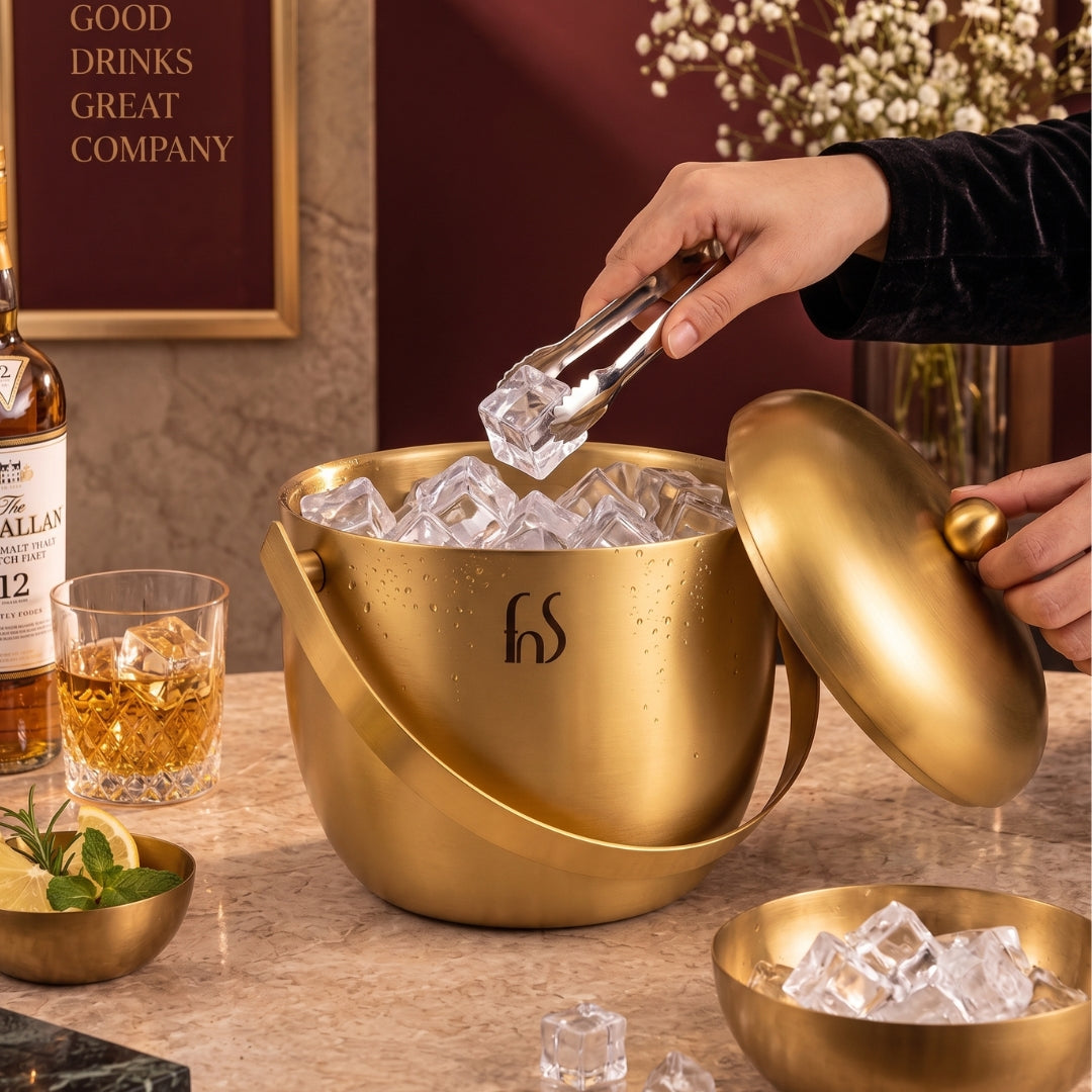Apple Ice Bucket – Gold Matt PVD Finish (Stainless Steel)