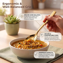 Montavo by FnS Stainless Steel Dinner Spoons | Set of 12 PVD Gold Mirror Finish