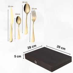 FNS Aurik 24 pcs Gold Plated Premium Cutlery Set with Box