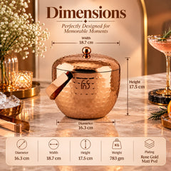 Apple Ice Bucket – Hammered Rose Gold Matt PVD Finish (Stainless Steel)