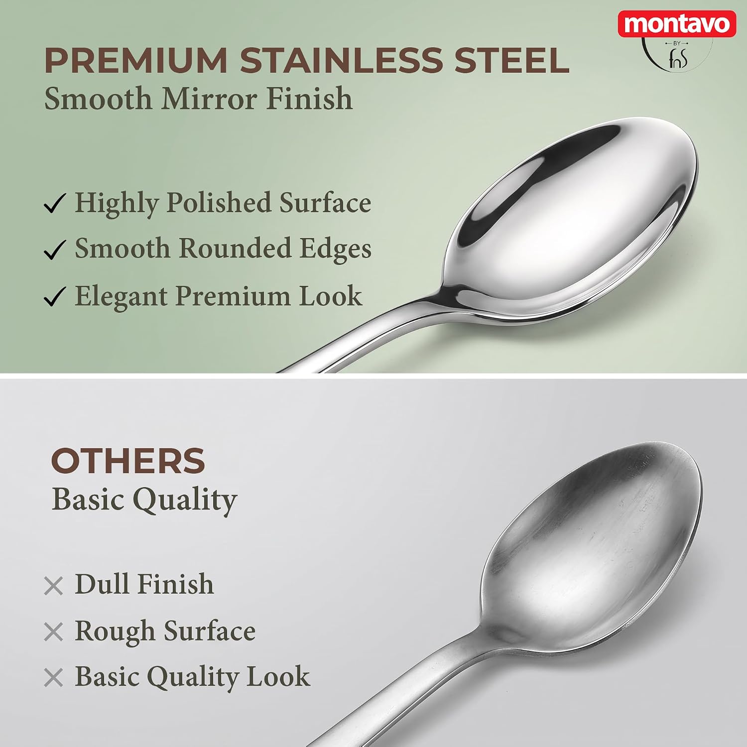 Montavo by FnS Stainless Steel Dinner Spoons | Set of 12