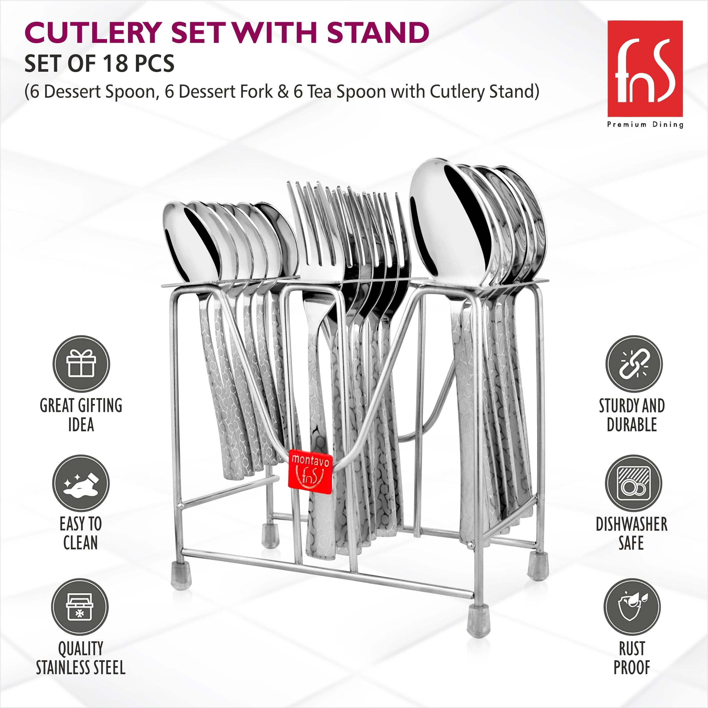 Montavo by FnS Pacific 18 Pcs Cutlery Set with Hanging Stand