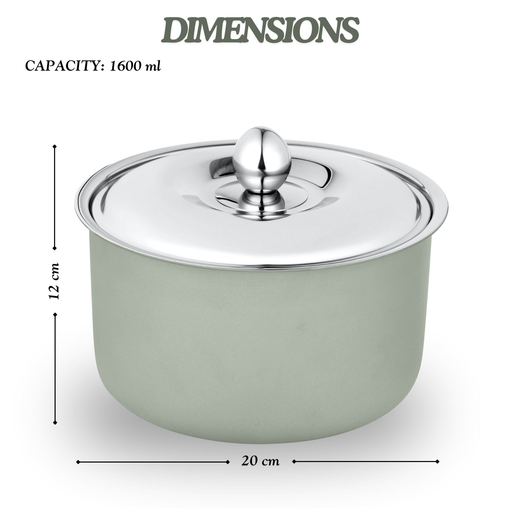 FnS Alwin Olive Green Finish Stainless Steel Double Wall Insulated Designer Casserole with Lid (1600 ml)