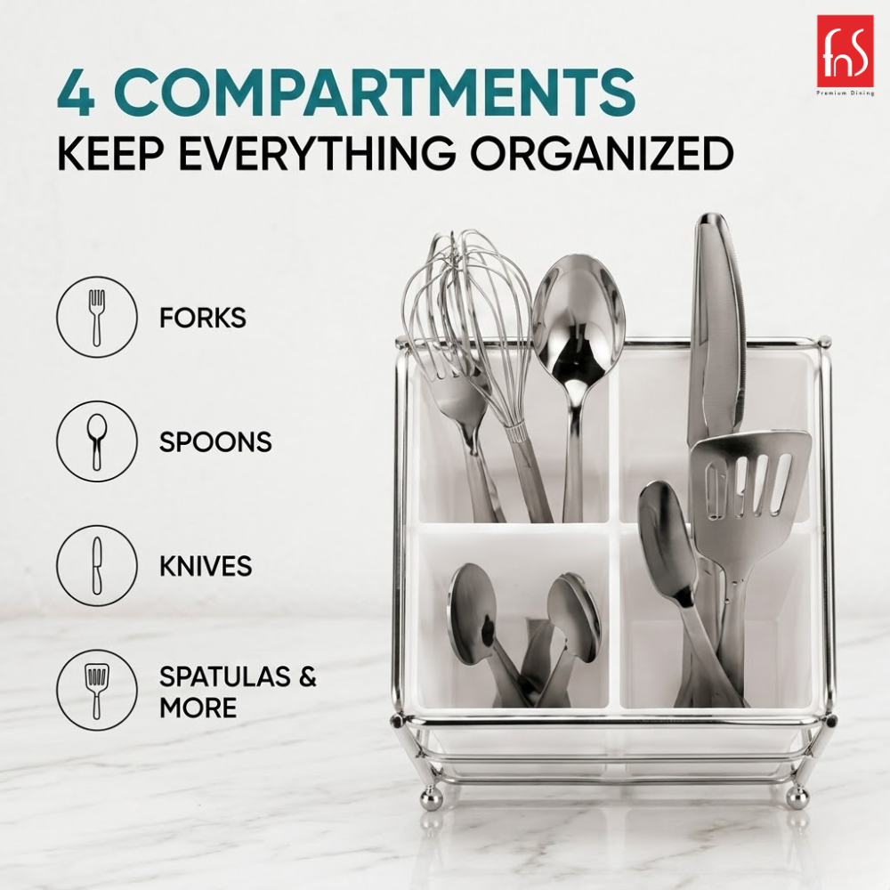 FnS Duat Utensil, Spatula, Silverware Cutlery Holder for Kitchen Countertop Storage