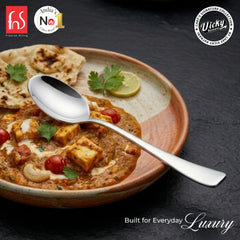 Chef Vicky Ratnani's Signature Collection By FnS Nexa Stainless Steel Dessert Spoon 6 Pcs Set | Premium sleek contemporary Handle Design Cutlery for Home, Dining & Kitchen