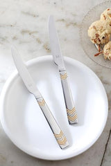 FnS RAGA 24 Karat Gold Plated Stainless Steel Dinner/Butter Knife (Set of 2)