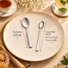 Montavo Lisbon Teaspoon & FnS Slim Line Long Drink Spoon Combo Set (12 Pcs)