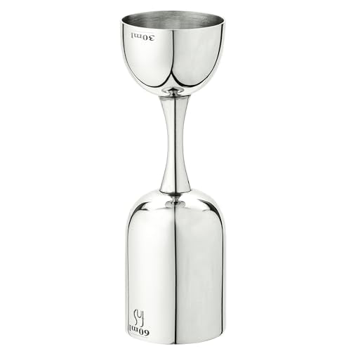 FnS Lugo Stainless Steel Double Sided Peg Measurer 30/60 ML Each (Silver)