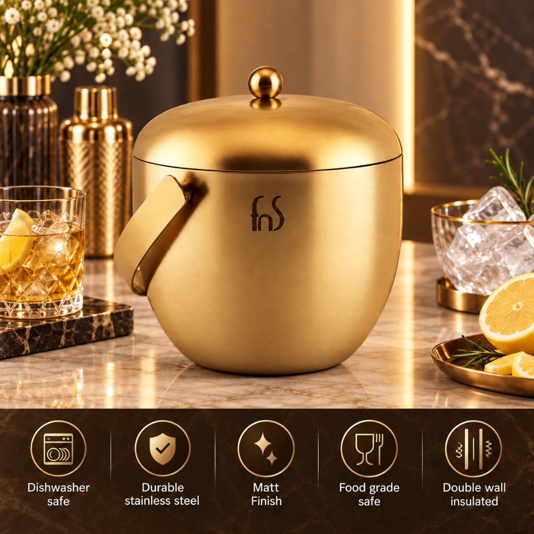 Apple Ice Bucket – Gold Matt PVD Finish (Stainless Steel)